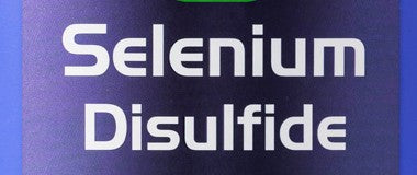 Selenium Disulfide printed on a shampoo label